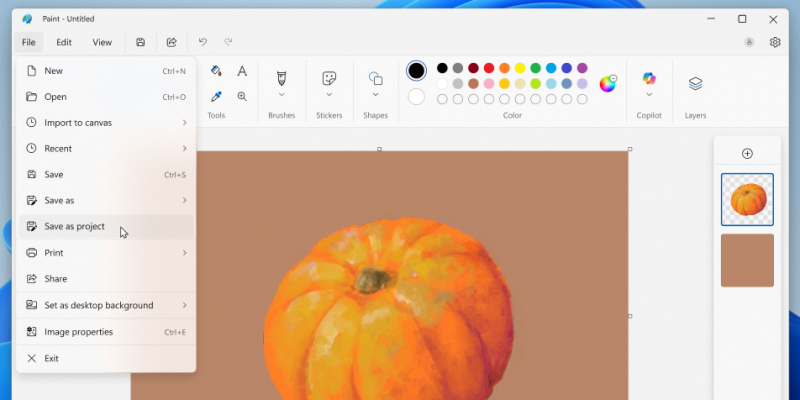 В Paint на Windows 11 появятся проекты &mdash; как в Photoshop